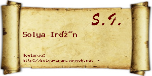 Solya Irén névjegykártya